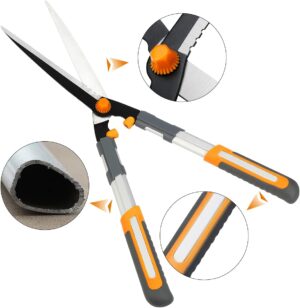 AIRAJ Hedge Shears (60 cm), with serrated blade in three sections and non-stick coating, manual hedge shears for trimming, ideal for