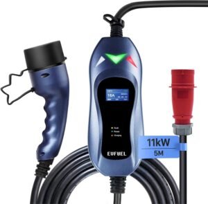 61YhEquF0CL._AC_SL1500_.jpg EVFUEL EV Electric Car Charger Type 2 Three Phase EEC Charging Station Electric Vehicle 11KW 16A Portable Charger EV Electric Car Ca