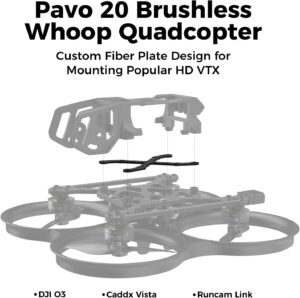 BETAFPV ExpressLRS V3 Pavo20 Quadrirotor Whoop sans balais avec support numerique HD pour unite d'air O3, F4 2-3S 20 A FC, moteur 11