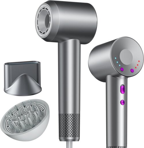 DMTIVMG Seche Cheveux Ionique 1600W Diffuseur de Cheveux Professionnel 150 000 tm 4 Temperatures 3 Vitesses Bouton ChaudFroid Hair