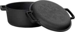 4BIG.fun Faitout en fonte avec couvercle Ø 28 cm - 6 l - Casserole Traditionnelle en Fonte 2 en 1 - Cocotte en Fonte avec Couvercle