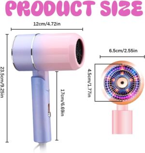BIZOI Seche Cheveux Ionique, Pliable Petit Seche Cheveux Voyage, Professionnel Seche Cheveux Ionique avec Buse de Coiffage, seche ch