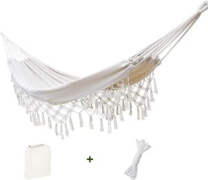 Hamac double pour interieur et exterieur - Hamac de camping portable - Grand hamac en coton doux pour la maison, deux personnes, ter