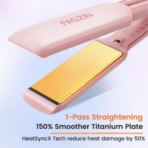 61b5Up7ZwEL._AC_SL1500_.jpg Faszin Lisseur Cheveux Plaque Large 42mm Professionnel, Plaques en Titane avec Ions Negatifs, Chauffage Rapide en 30s, Affichage Tem
