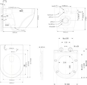 61b9W1axNKL._AC_SL1500_.jpg Rainsworth Superspin 360 Wall-Mounted Rimless Toilet Seat and Toilet Seat with Soft-Close Mechanism White