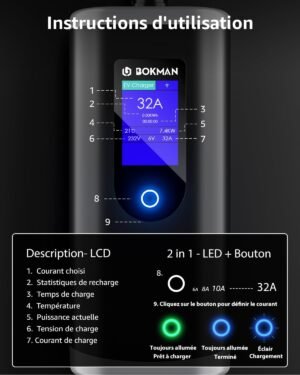 Borne de recharge bokman 7kW Type 2 CEE P17 5m portable