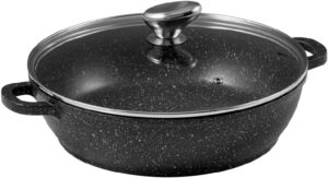 61cUDrtiA5L._AC_SL1500_.jpg Pradel Excellence - PCUI001016 - Mijoteuse Fonte d'Aluminium Premium Ø28cm, Couvercle Verre - Revetement Anti-Adhesif Facon Pierre -