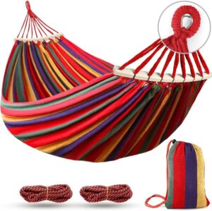 Hamac de Camping MOSFiATA, Tissu en Toile Robuste et Durable avec Une capacite de Charge de 250 kg, Deux poutres antiroulis et des S
