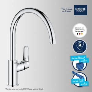 Robinet de cuisine GROHE Start Flow Supersteel, bec U 360°