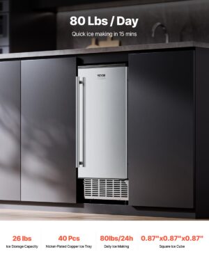 Machine à glaçons sous plan VEVOR 36,3 kg/24 h inox