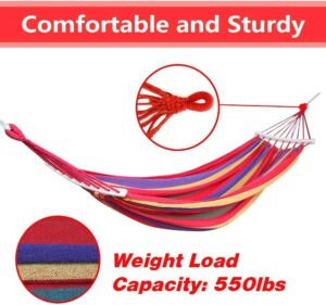 Nakeey Hamac Double a Barres Capacite de Charge Statique 300 kg 280 x 150 cm Couleurs Arc-en-Ciel Convient pour interieur, Balcon, e