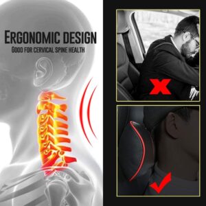 Carodi Lot de 2 coussins de nuque en cuir pour voiture, 100 mousse a memoire de forme, support cervical confortable, siege de voit