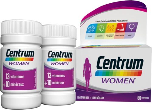 Centrum Women multivitamines femme, 13 Vitamines et 10 Mineraux, Complements Alimentaires pour Femmes, Lot de 2x30 Comprimes