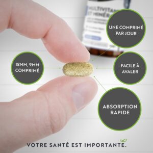 Multivitamines et Mineraux - 365 Comprimes (12 Mois) 26 Nutriments dont Zinc Fer Selenium Vitamine C A B D3 E K - Vitamines, Minerau