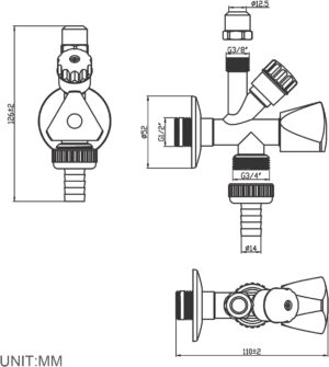 Ibergrif M22023, Vanne d'Angle Combinee, Robinet Equerre Combine Universelle Auto-Etanche, Vanne de Raccordement pour Lave-Vaisselle