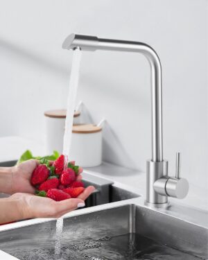 Zhufas Robinet Cuisine, Mitigeur Cuisine Douchette, Robinet Lavabo, Mitigeur Cuisine avec Rotatif a 360 Froid Chaud Disponible, M