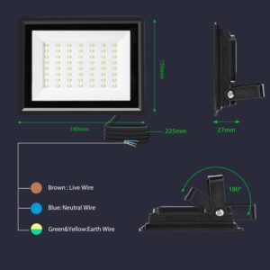 Aigostar Projecteur LED Exterieur 50W,4300 lumen blanche naturelle 4000K Spot LED Exterieur economiseur d'energie 85,IP65 Impermeab