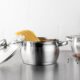FLORINA Faitout Inox (1,3 l) I Diametre de 14 cm I Marmite Inox OLIVER I Casserole Acier Inoxydable avec Couvercle en Verre I Faitou