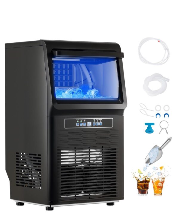 VEVOR Machine a Glacons Autonome, Capacite de Production 36,3 kg24 h et Capacite de Stockage de 5,4 kg, 36 Glacons en 15 Minutes, A