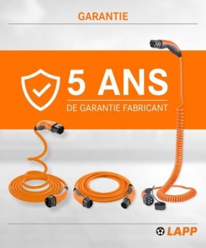 LAPP MOBILITY Electric Car Charging Cable 7 m Type 2-22kW 32A Mode 3 Type 2 Charging Cable Electric Vehicle Charger IP55 Water Resis