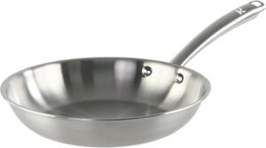 KAMBERG - Poele Ø28 cm en Acier Inoxydable 1810 Triply - Sans PFAS - Tous feux dont induction et four - 0008272, Gris