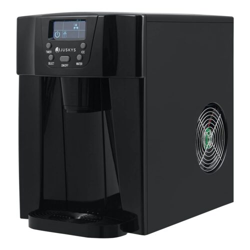 Juskys PIM200L Ice Maker with 2-in-1 Direct Dispenser and Timer - Up to 12 kgday, Ice Cubes in 6-10 Minutes, 2 Sizes, 2 Litre Tank
