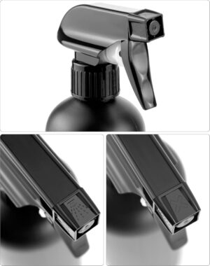QWORK 4 Pcs Vaporisateur de 500 ml, bouteille spray vide, noir, pour la coiffure, le soin des plantes a fleurs, le nettoyage