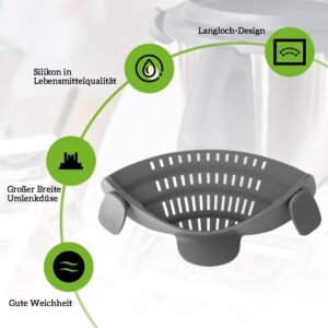 Eucteje Tamis de cuisine en silicone - Passoire a pates - Avec clip - Compatible avec Thermomix TM5 TM6 TM31 et pieces de rechange M
