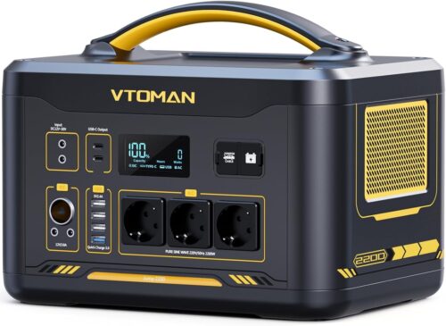 VTOMAN Jump 2200 Portable Electric Station 2200W, 1548Wh Solar Generator, LiFePO4 Battery with Car Battery Booster, Input Power Incr
