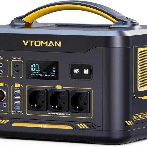 VTOMAN Jump 2200 Portable Electric Station 2200W, 1548Wh Solar Generator, LiFePO4 Battery with Car Battery Booster, Input Power Incr