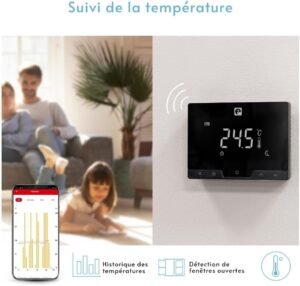 Garza - Wireless Smart WiFi Thermostat for Heating and Boiler, Programmable, Touch Screen, Voice Control (AlexaGoogle), 2.4 GHz, Bl