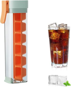 Moule à glaçons 6 carrés orang Moule à glaçons 6 carrés orange, passe au lave-vaisselle