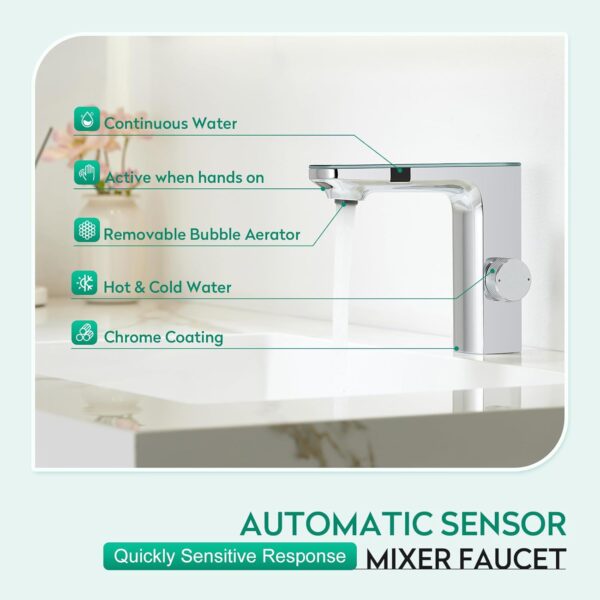 61j51ZCHMWL._AC_SL1500_.jpg CREA Mitigeur de Salle de Bains Infrarouge, Robinet Lavabo Automatique a Infrarouge, Robinet Lavabo de Salle de Bains Infrarouge, Mi