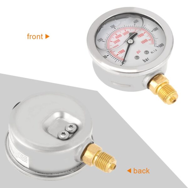 Akozon Hydraulic Pressure Manometer, 0-600Bar G 14 63mm Dual Scale Pressure Gauge Pneumatic and Hydraulic Pressure Gauge Water Pres