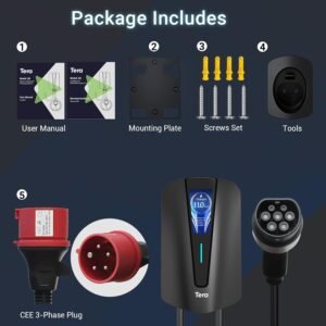 Borne de recharge Tera Level 2 CE - câble cuivre 6 m, 16A
