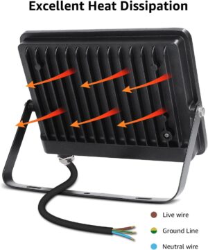 Lepro Projecteur LED Exterieur 50W 2 Pieces, 4250LM Spot Led , 5000K Blanc Froid , IP65 Etanche Eclairage de Securite, Projecteur po