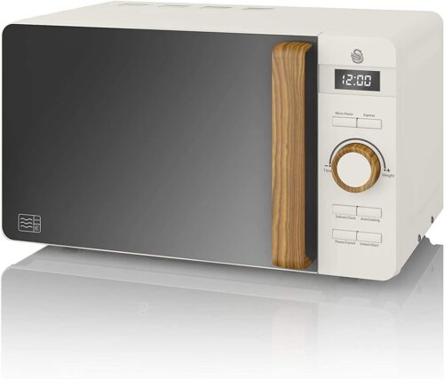 Swan Nordic Micro-ondes Numerique 20 L, 6 Niveaux de Fonctionnement, 800 W Puissance, Minuterie 30 min, Nettoyage Facile, Mode Degiv