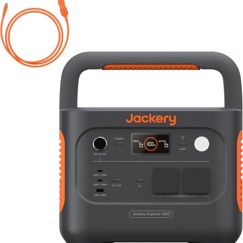 61kHYs4CsGL._AC_SL1500_.jpg Station Electrique Portable Jackery Explorer 1000 v2 avec Cable de Charge de Voiture, 1070Wh Batterie LiFePO4, 1500W Sortie, 6 Ports