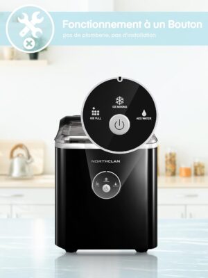61kvLC9VZJL._SL1500_.jpg Machine à glaçons 14 kg/24h, 9 glaçons en 6 min, <40 dB