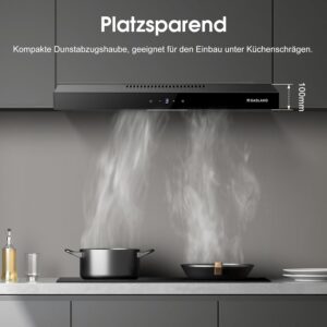 GASLAND Chef SR60BS 60 cm hotte aspirante silencieuse a air recycle 202 m3h, 3 niveaux Touch Control hotte aspirante en acier noir