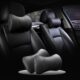 Carodi Lot de 2 coussins de nuque en cuir pour voiture, 100 mousse a memoire de forme, support cervical confortable, siege de voit