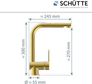 SCHUTTE 79770 London Robinet de cuisine avec douchette extractible, robinet pivotant a 360 degres pour evier de cuisine avec mitigeu