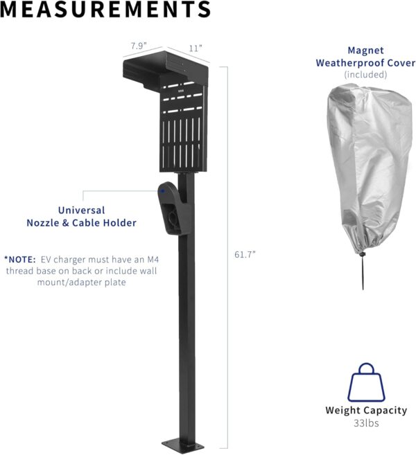 VIVO Outdoor charging stand for electric vehicles, weather protection cover, charging station base, floor mounting, all seasons, ele