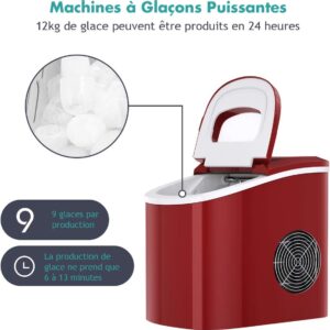 Machine à glaçons DREAMADE 12 kg/jour, réservoir 2,2 L