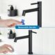 Ulytid Robinet Eau Froide Uniquement Noir, Robinet Lave Main Salle Bain avec Mousseur Amovible, Acier Inoxydable avec Hauteur sous B