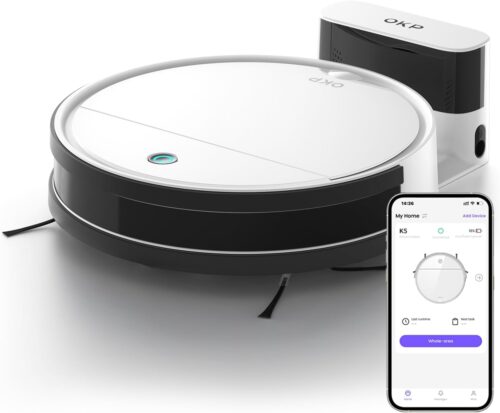 Aspirateur robot OKP silencieux 3 modes pour poils et tapis