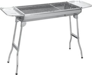 SunJas Barbecue a Charbon de Bois INOX Taille Grande BBQ Pliable Barbecue Grill a Charbon Four de Charbon Portable Robuste 73 x 32