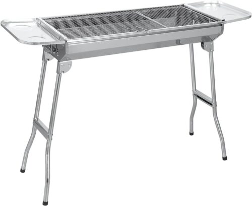 SunJas Barbecue a Charbon de Bois INOX Taille Grande BBQ Pliable Barbecue Grill a Charbon Four de Charbon Portable Robuste 73 x 32
