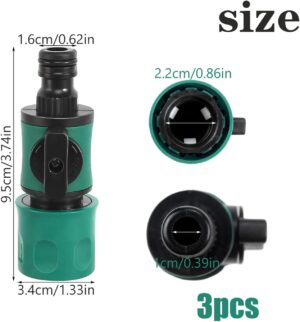 XIAQICA 3 Pieces Raccord Tuyau D'arrosage avec Vanne de Regulation 15mm Adaptateur Robinet Tuyau Arrosage Raccord Rapide Arrosage po
