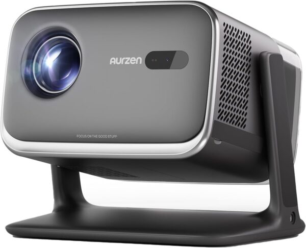 Aurzen Boom Mini 4K Video Projector Supported with Google TV, Netflix Outdoor Projector Home Cinema, 20W Dolby Audio, 500 ANSI, To